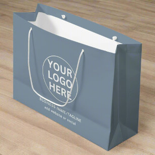 Professional Branded Company Logo Dusty Blue Large Gift Bag