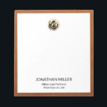 Professional Branded Notepad<br><div class="desc">Enhance your professional image with our branded legal notepad. This elegant notepad features a brushed gold metallic emblem at the top, exuding sophistication and style. The lower thirds showcase your name, company name, and title in a clean and professional sans-serif font. The white background beautifully contrasts with the sable-textured print...</div>