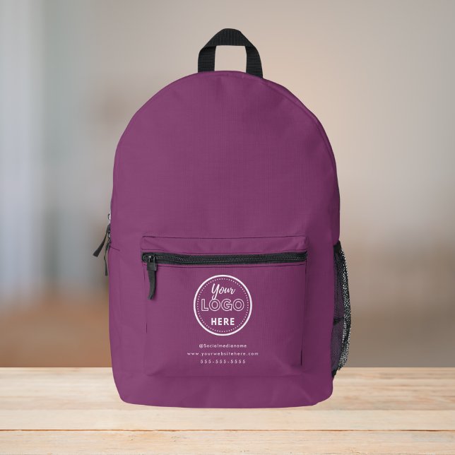 Professional Branding Berry Purple Promo Logo Printed Backpack (Creator Uploaded)