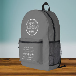 Professional Branding Grey Social Media Logo Printed Backpack