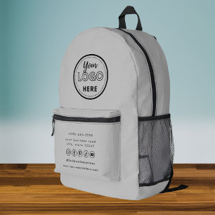 Professional Branding Grey Social Media Logo Printed Backpack