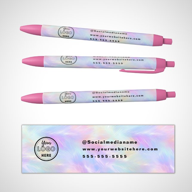 Professional Branding Iridescent Opal Stylish Logo Black Ink Pen (Creator Uploaded)