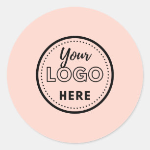 Professional Branding Minimalist Blush Pink Logo Classic Round Sticker