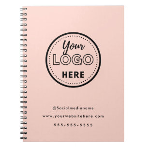 Professional Branding Minimalist Blush Pink Logo Notebook
