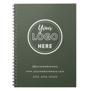 Professional Branding Minimalist Forest Green Logo Notebook