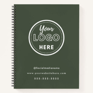 Professional Branding Minimalist Forest Green Logo Notebook