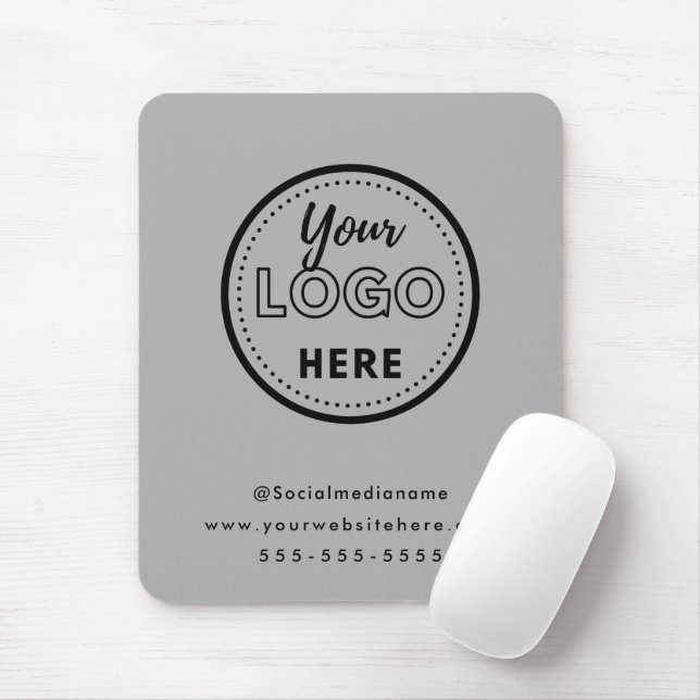 Professional Branding Minimalist Grey Promo Logo Mouse Pad (With Mouse)