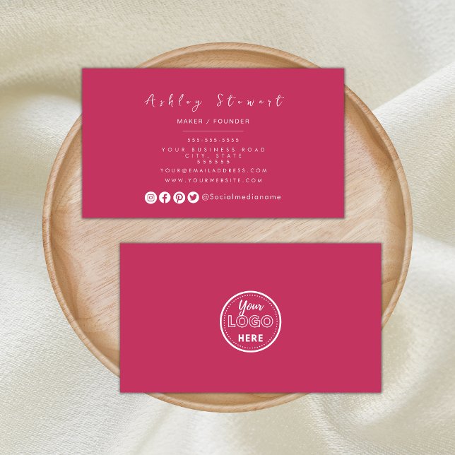 Professional Branding Minimalist Hot Pink Logo Business Card (Creator Uploaded)