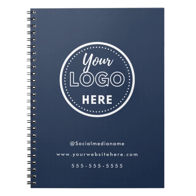 Professional Branding Minimalist Navy Blue Logo Notebook (Front)