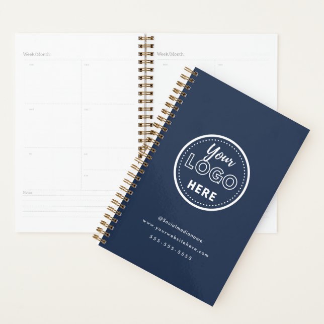 Professional Branding Minimalist Navy Blue Logo Planner (Display)