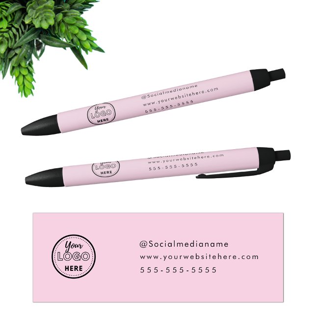 Professional Branding Minimalist Pink Logo Black Ink Pen (Creator Uploaded)