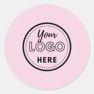 Professional Branding Minimalist Pink Promo Logo Classic Round Sticker
