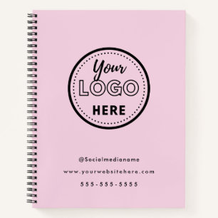 Professional Branding Minimalist Pink Promo Logo Notebook