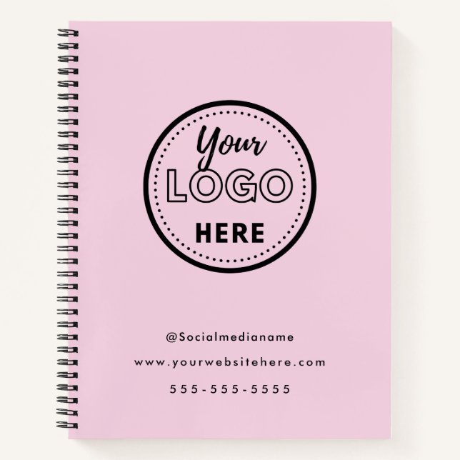 Professional Branding Minimalist Pink Promo Logo Notebook (Front)