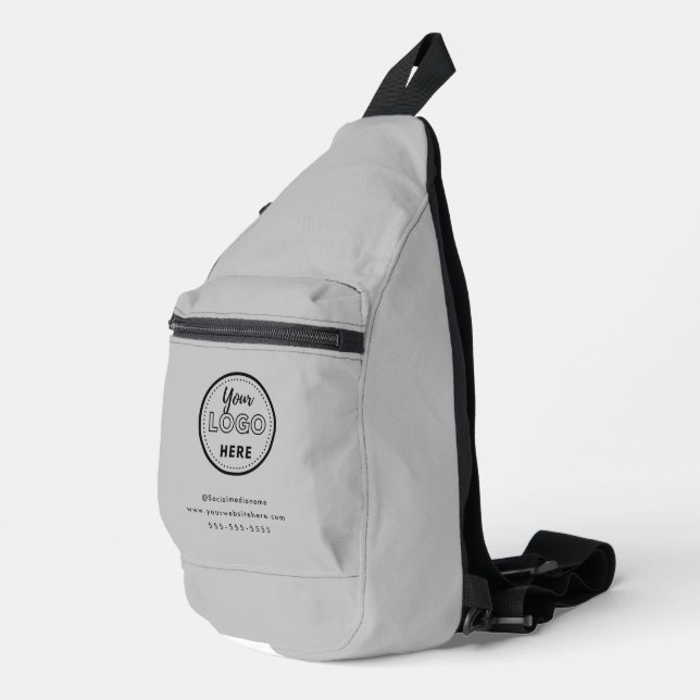 Professional Branding Minimalist Promo Logo Grey Sling Bag (Right Corner)