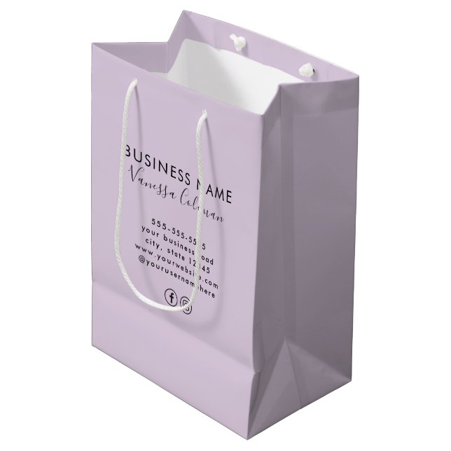 Professional Branding Minimalist Script Purple Medium Gift Bag (Front Angled)