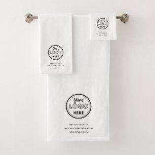 Professional Branding Minimalist White Promo Logo Bath Towel Set