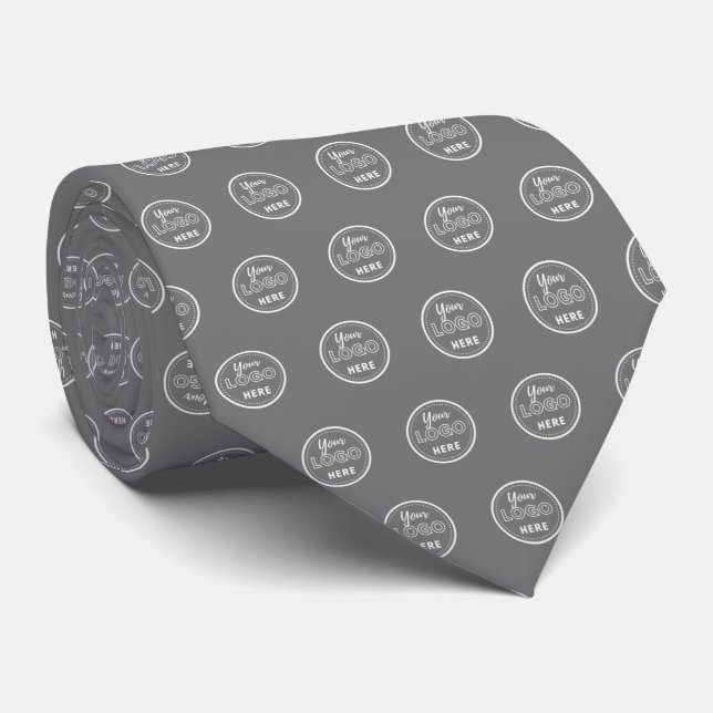 Professional Branding Modern Grey Logo Tie (Rolled)