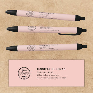 Professional Branding Promotional Logo Blush Pink Black Ink Pen