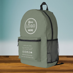 Professional Branding Sage Green Social Media Printed Backpack