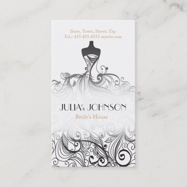 Professional Bride Stylist Wedding Dress Salon Business Card (Front)