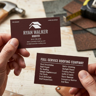 Professional Brown Roofer & Roofing Contractor Business Card