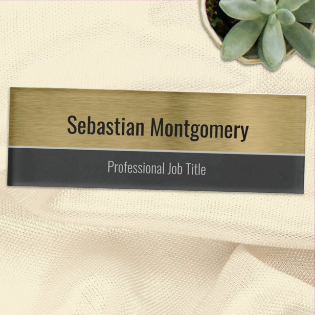 Professional Brushed Faux Gold Metallic Custom Name Tag (Creator Uploaded)