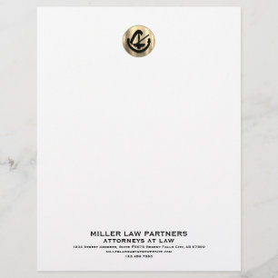 Professional Brushed Gold Logo Attorneys Law Firms Custom Letterhead