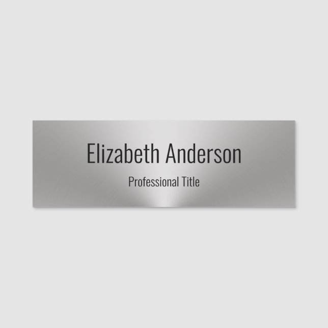 Professional Brushed Metal Look Name and Title Tag (Front)