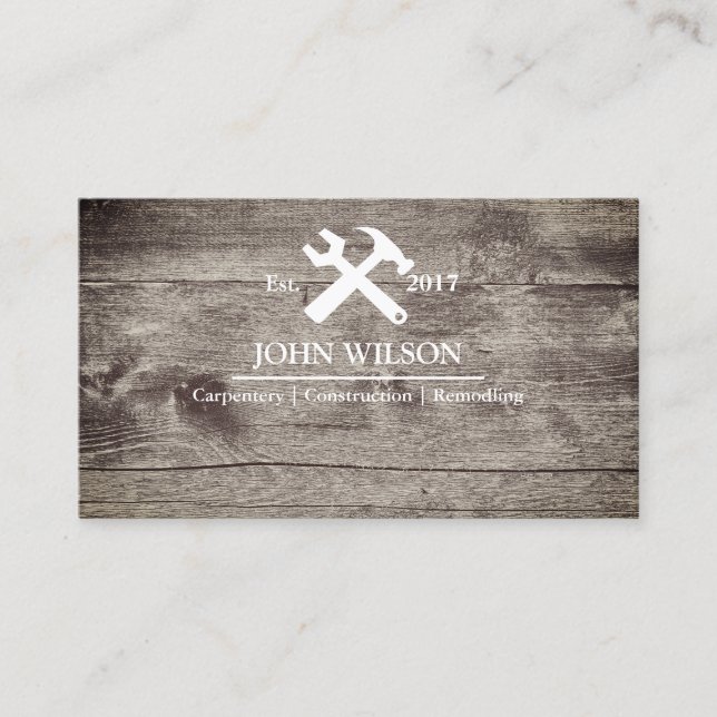 Professional Builder Carpenter Tools Woodworking B Business Card (Front)