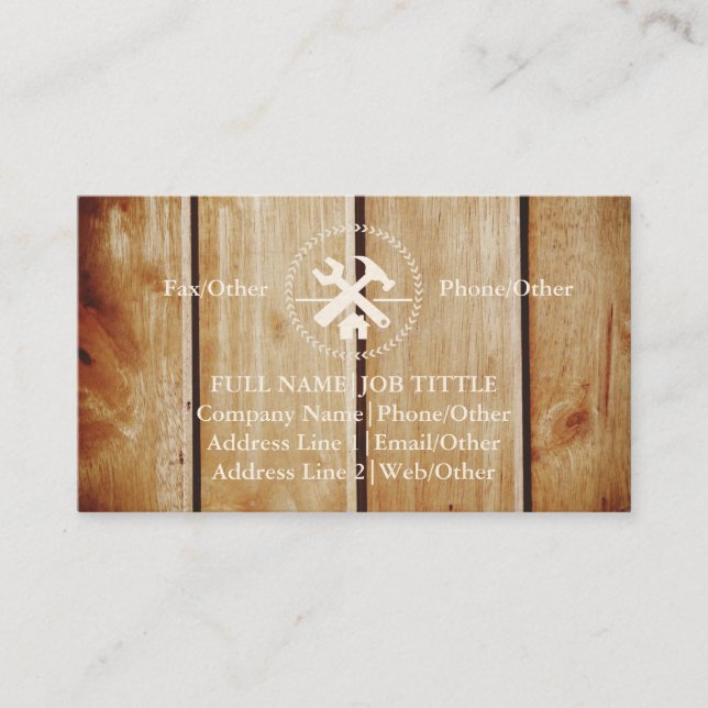 Professional Builder Carpenter Tools Woodworking B Business Card (Front)