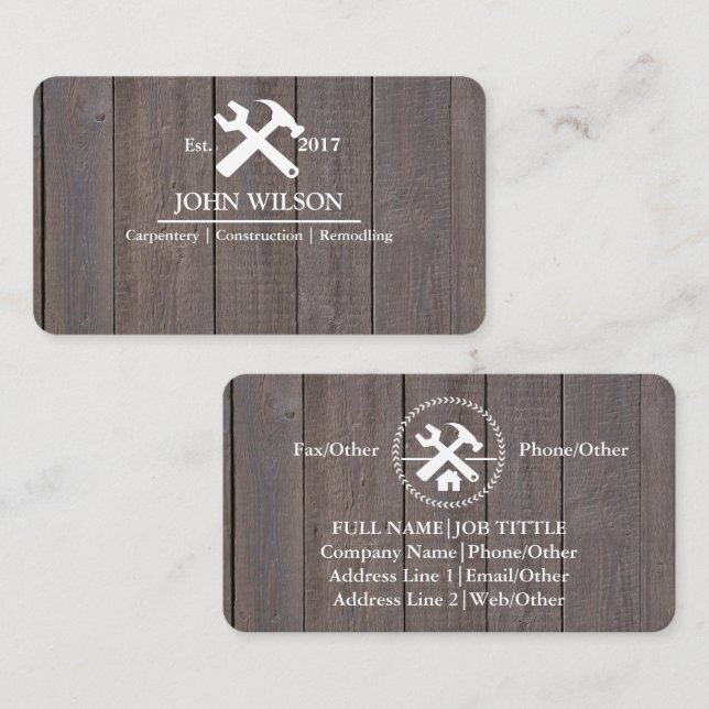 Professional Builder Carpenter Tools Woodworking B Business Card (Front/Back)