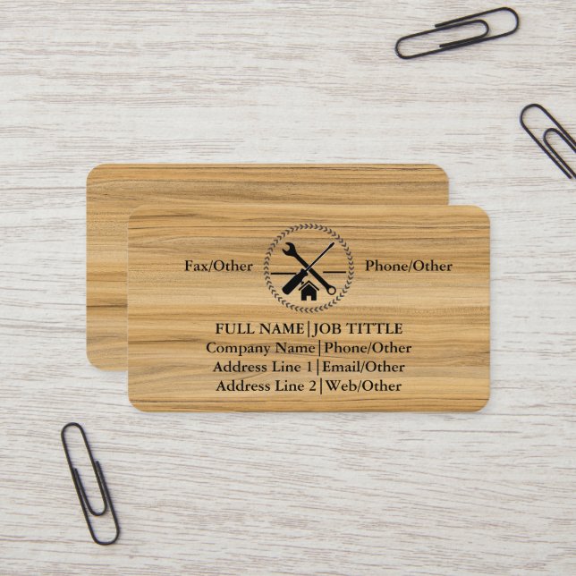Professional Builder Carpenter Tools Woodworking Business Card (Front/Back In Situ)