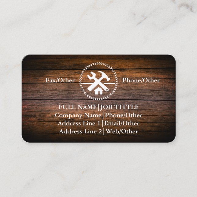 Professional Builder Carpenter Tools Woodworking Business Card (Front)