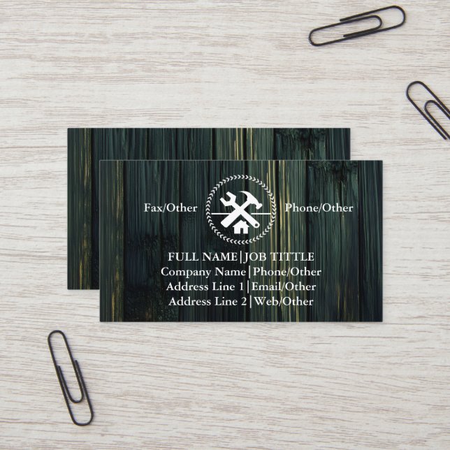Professional Builder Carpenter Tools Woodworking Business Card (Front/Back In Situ)