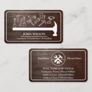 Professional Builder Carpenter Tools Woodworking Business Card