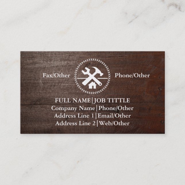 Professional Builder Carpenter Tools Woodworking  Business Card (Front)