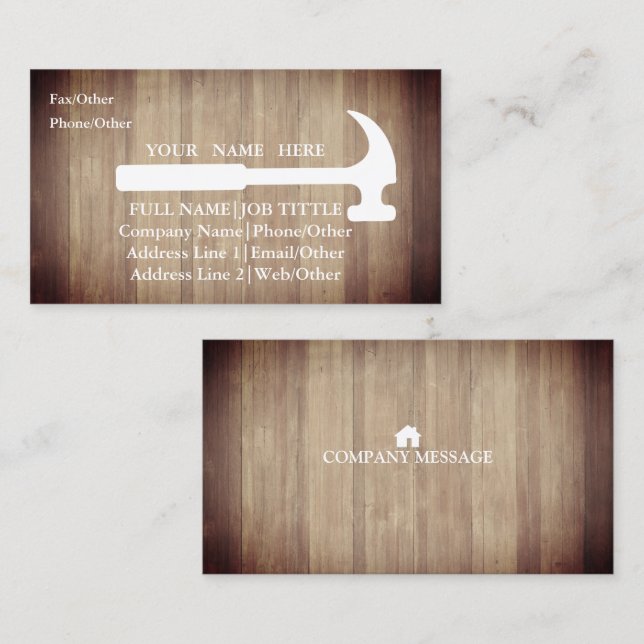 Professional Builder Carpenter Tools Woodworking Business Card (Front/Back)