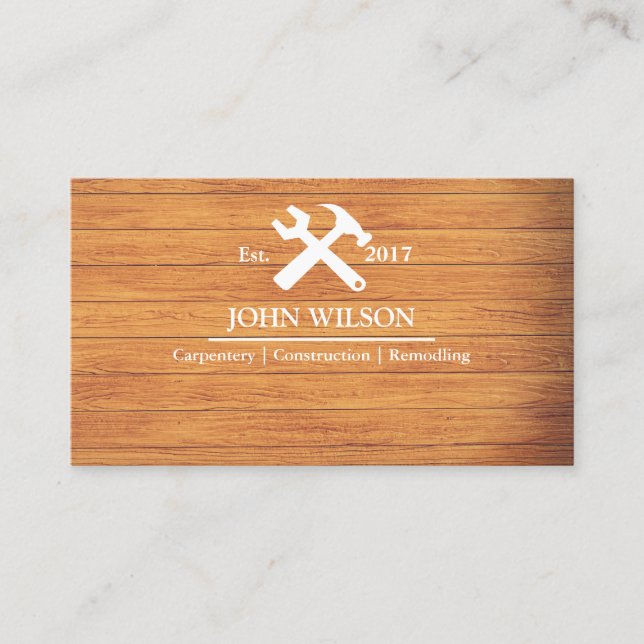 Professional Builder Carpenter Tools Woodworking Business Card (Front)