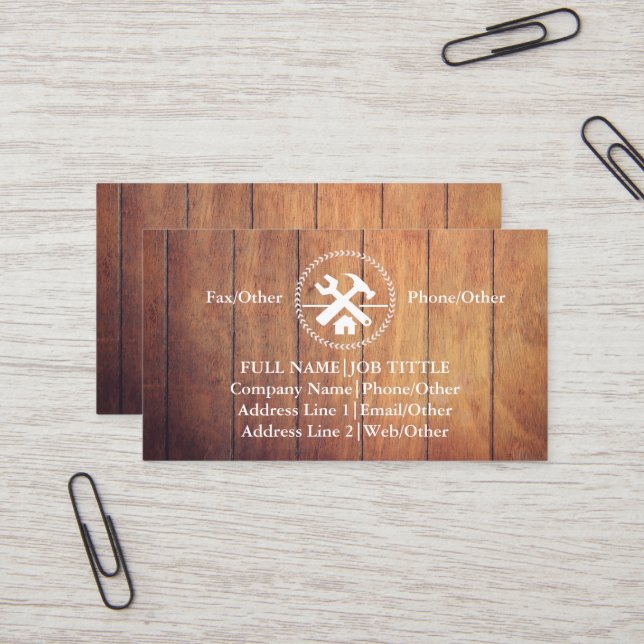 Professional Builder Carpenter Tools Woodworking Business Card (Front/Back In Situ)