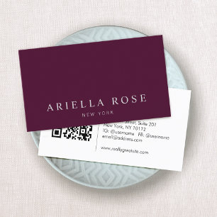 Professional Burgundy, Modern Elegant Wine Colour  Business Card