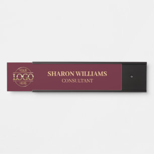 Professional Burgundy Red Custom Business Logo Door Sign