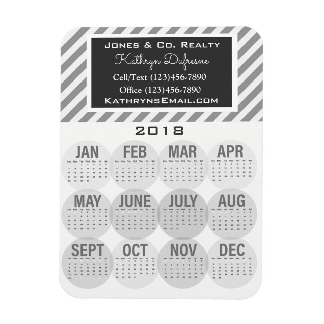 Professional Business 2018 Calendar Grey Magnet (Vertical)