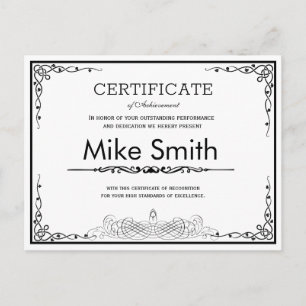 Professional Business Award Postcard   Custom Cert