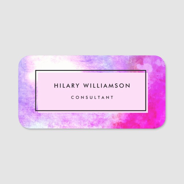 Professional Business Black Pink Purple Magnetic Name Tag (Front)