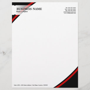 Professional Business Black Red Customized Letterhead
