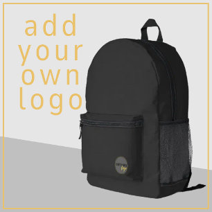 PROFESSIONAL BUSINESS BRANDED CUSTOM LOGO BLACK PRINTED BACKPACK