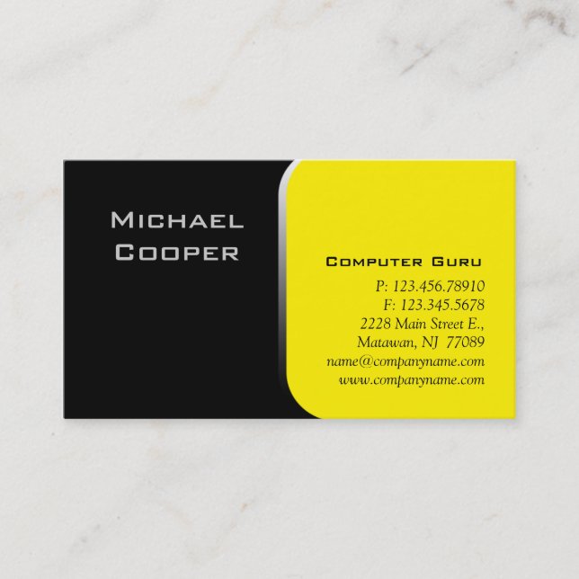 Professional Business Card Computer Yellow (Front)