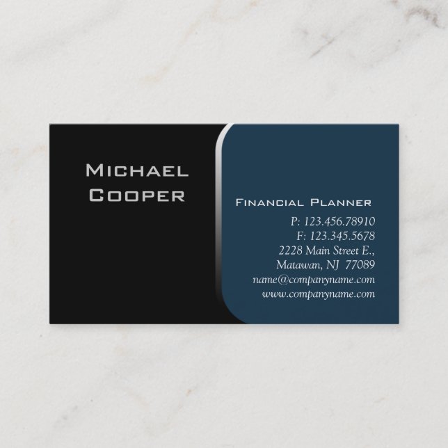 Professional Business Card Financial Planner Blue (Front)