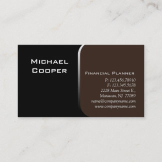 Professional Business Card Financial Planner Brown
